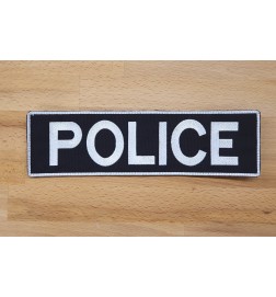 Patch POLICE RICAMATA GROSSA (25cm X 7cm) - black , bordo bianco [ 6MILLIMETRI SOFTAIR SHOP ] 
