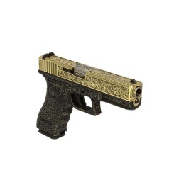 Glock 17 GEN. 3 Etched Metal Version - GBB - GOLD / BLACK FLOWER [ WE ]