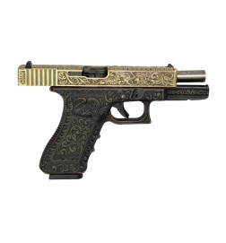 Glock 17 GEN. 3 Etched Metal Version - GBB - GOLD / BLACK FLOWER [ WE ]