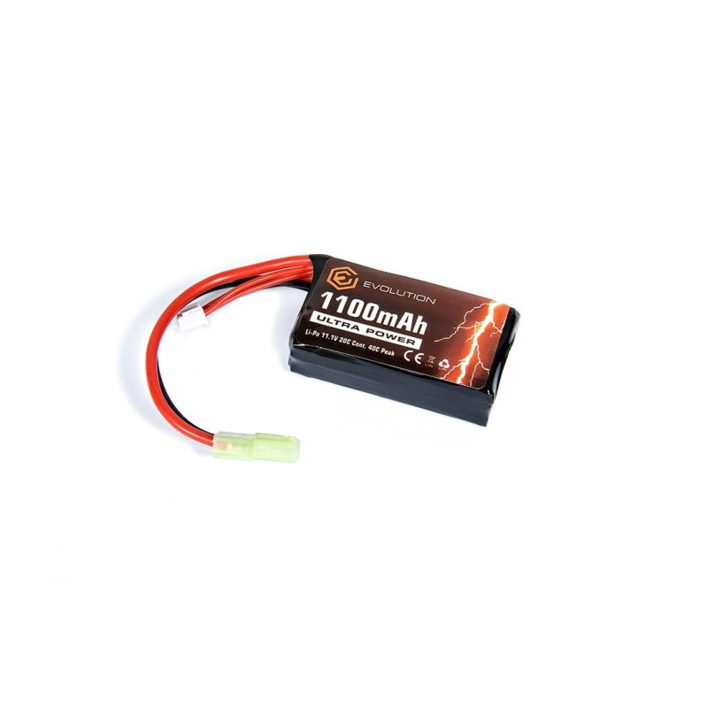 LI-PO ULTRA POWER 11.1V 1100MAH 20C - 40C PEAK - CON DEANS + ADATTATORE [EVOLUTIO AIRSOFT]