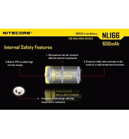 BATTERIA RICARICABILE  RCR123 ( NL166 ) 650 mAh - NITECORE