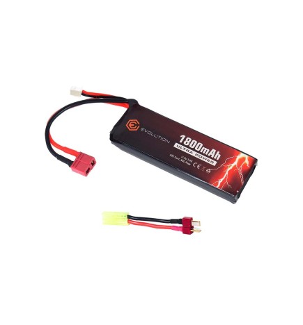 LI-PO ULTRA POWER 7.4V 1800MAH 20C - 40C PEAK T- DEANS - MATTONCINO + adattatore - EVOLUTION AIRSOFT